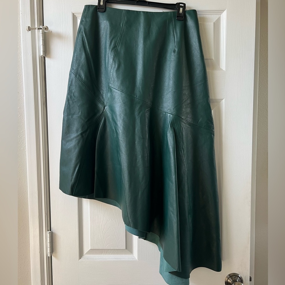 TOPSHOP leather asymmetrical leather skirt